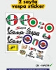 Vespa Sticker ve Etiket Seti – Araba/Motosiklet Uyumlu, Su Geçirmez 22 Adet Etiket