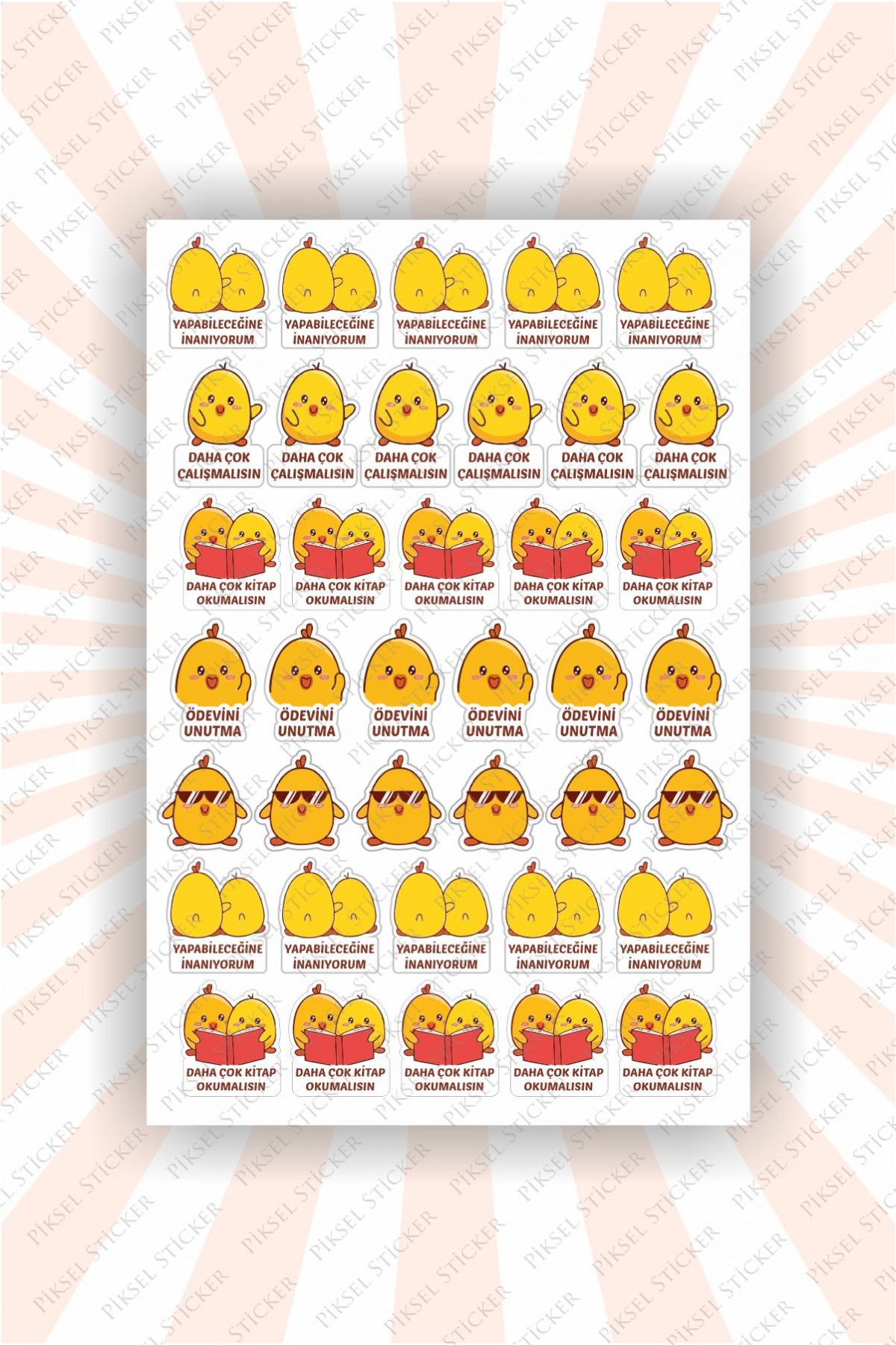 Çalışkan Civcivler Öğrenci Sticker -38 Adet Sticker Öğretmenler, Öğrenci Etiket