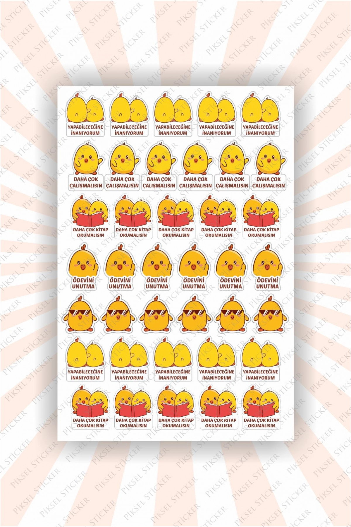 Çalışkan Civcivler Öğrenci Sticker -38 Adet Sticker Öğretmenler, Öğrenci Etiket