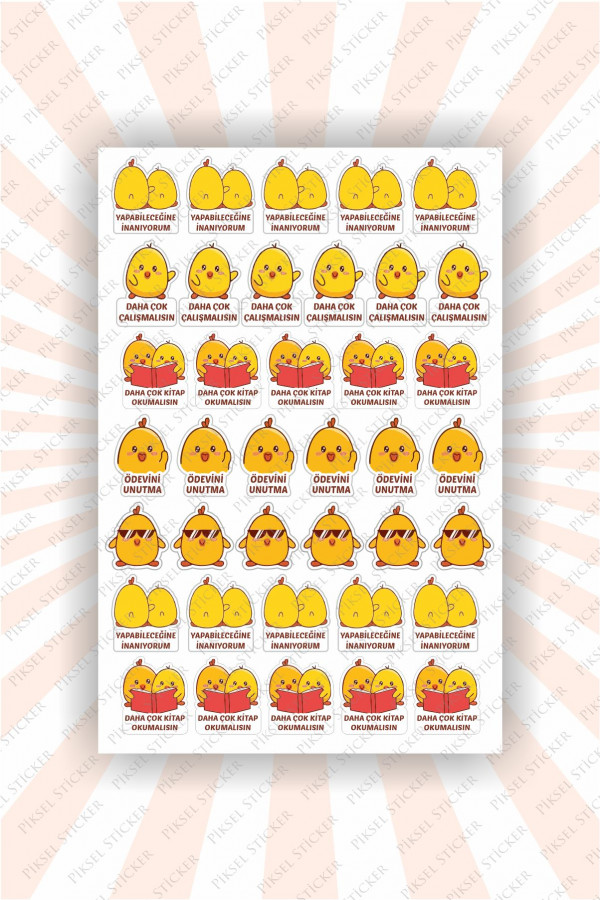 Çalışkan Civcivler Öğrenci Sticker -38 Adet Sticker Öğretmenler, Öğrenci Etiket