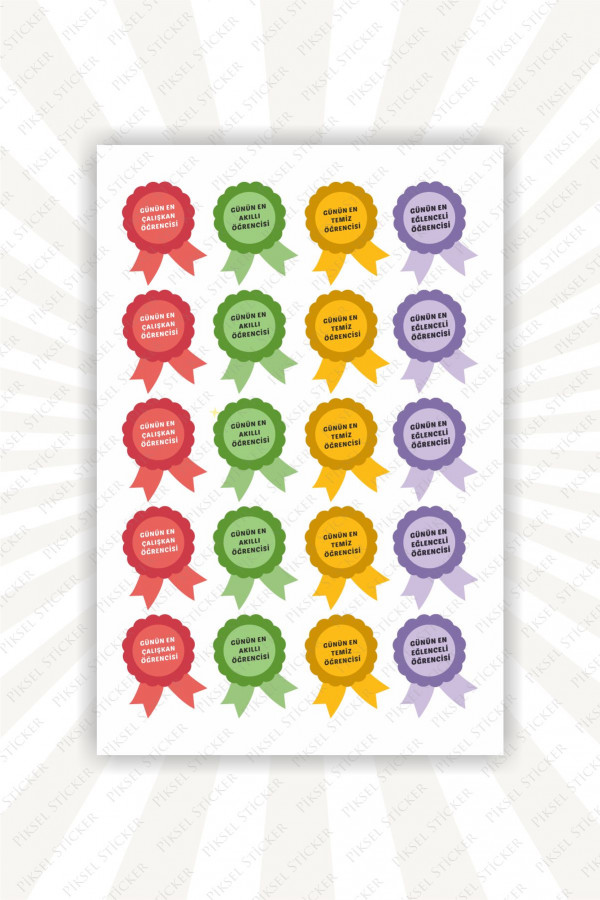 Günün Öğrencisi Sticker 1 Sayfa 20 Adet 3 cm boyutunda, Öğretmenler, Öğrenci Etiket