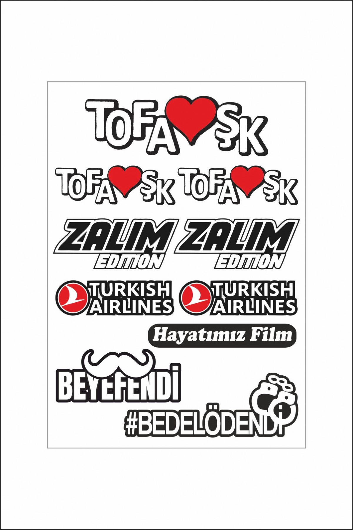 Tofaş Sticker ve Etiket Seti – Araba/Motosiklet Uyumlu, Su Geçirmez 10 Adet Etiket