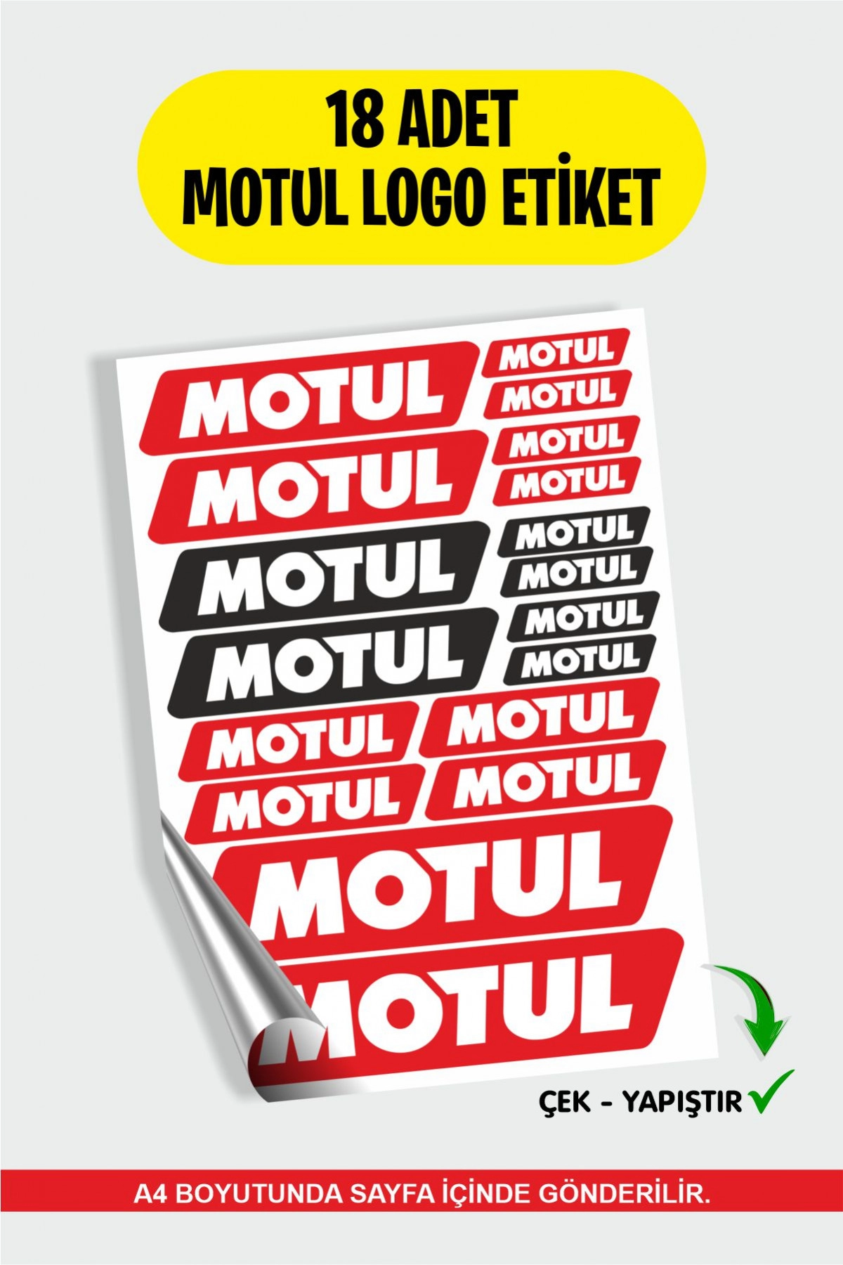 Motul Sticker ve Etiket Seti – Araba/Motosiklet Uyumlu, Su Geçirmez 18 Adet Etiket