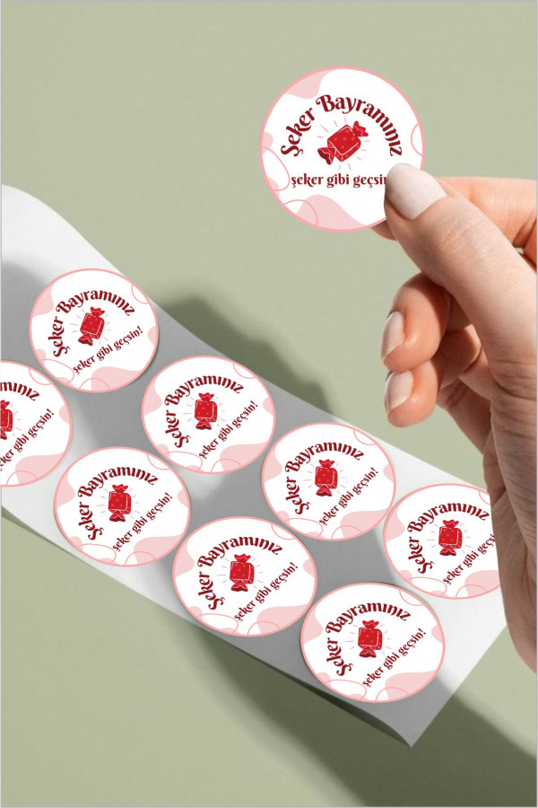 Şeker Tadında Bayram Etiketi 24 Adet Süsleme, Hediye, Paketleme Sticker - A5 Şeker Tadında Bayram Etiketi 24 Adet Süsleme, Hediye, Paketleme Sticker - A5
