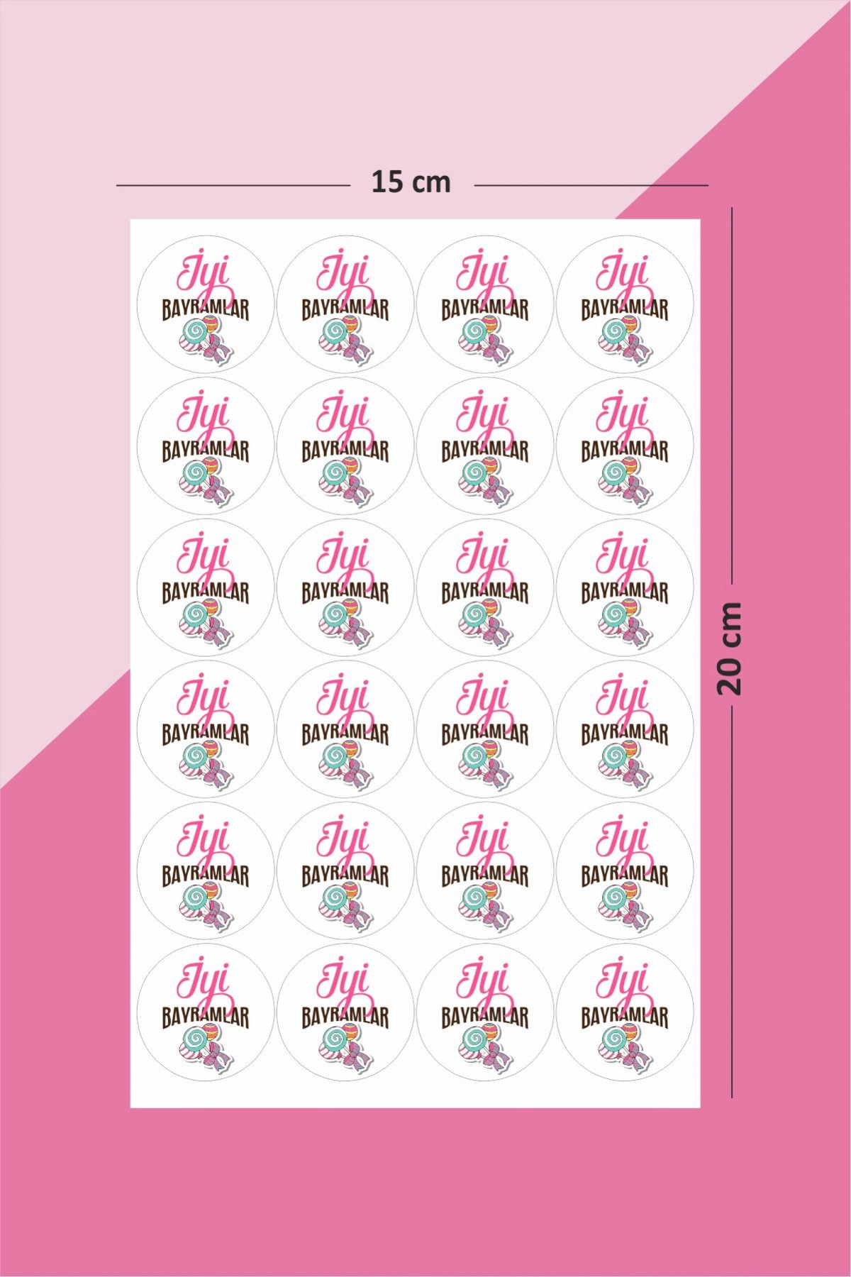 İyi Bayramlar Şeker 24 Adet Süsleme, Hediye, Paketleme Sticker - A5