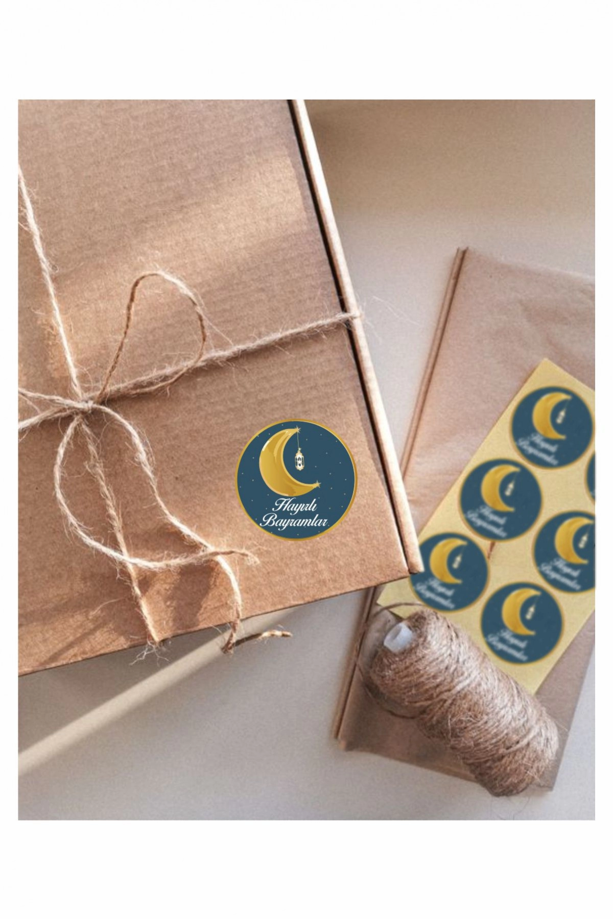 Hayırlı Bayramlar 24 Adet Gold Yeşil Süsleme, Hediye, Paketleme Sticker - A5