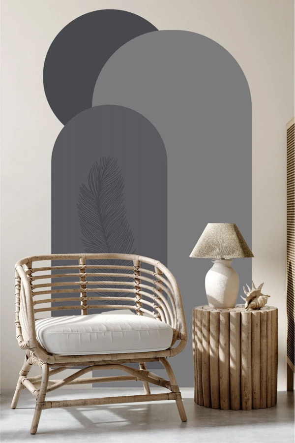 Kuş Tüyü Bohem 3lü Bloklar Duvar Sticker