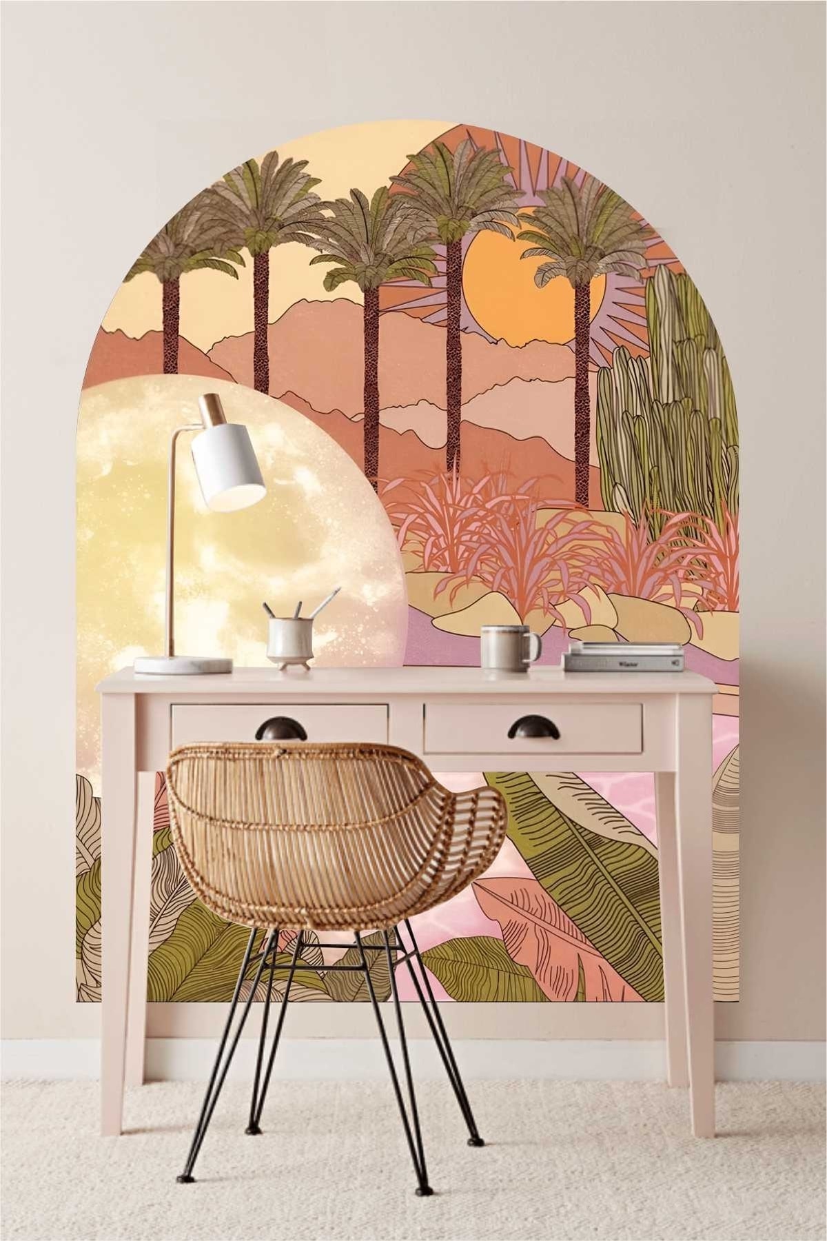 Summer Moon Bohem Arch Duvar Stickerı