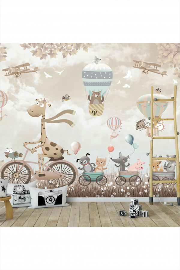 Zürafa ve Arkadaşları Duvar Kaplama