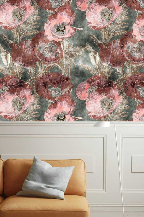 Gelincik Çiçek Duvar Kaplama Folyosu Gelincik Çiçek Duvar Kaplama Folyosu