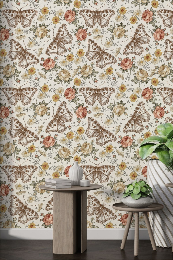 Vintage Blooming Roses Duvar Kaplama Folyosu Vintage Blooming Roses Duvar Kaplama Folyosu