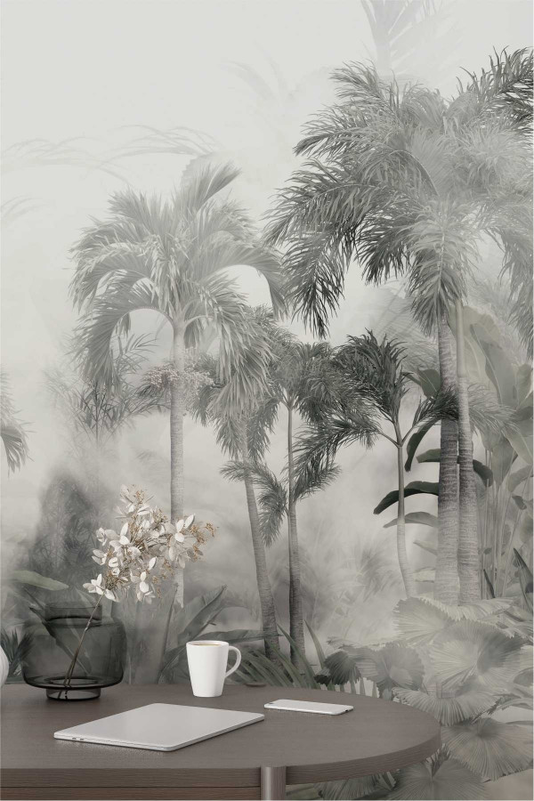 Sisli Tropikal Orman Duvar Kaplama Folyosu Sisli Tropikal Orman Duvar Kaplama Folyosu