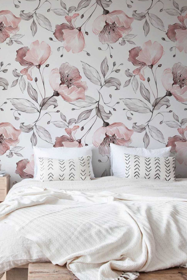 Bahar Çiçekleri ve Yapraklar Duvar Kaplama Folyosu Bahar Çiçekleri ve Yapraklar Duvar Kaplama Folyosu