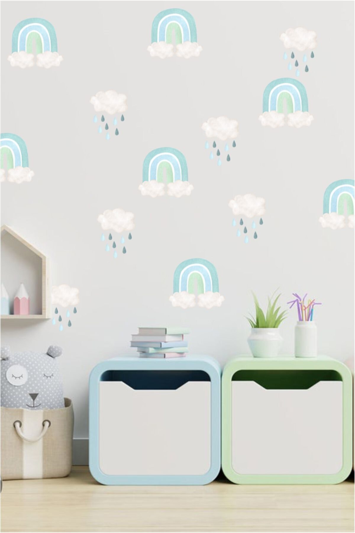 Modern Boho Gökkuşakları Çocuk Odası Duvar Sticker