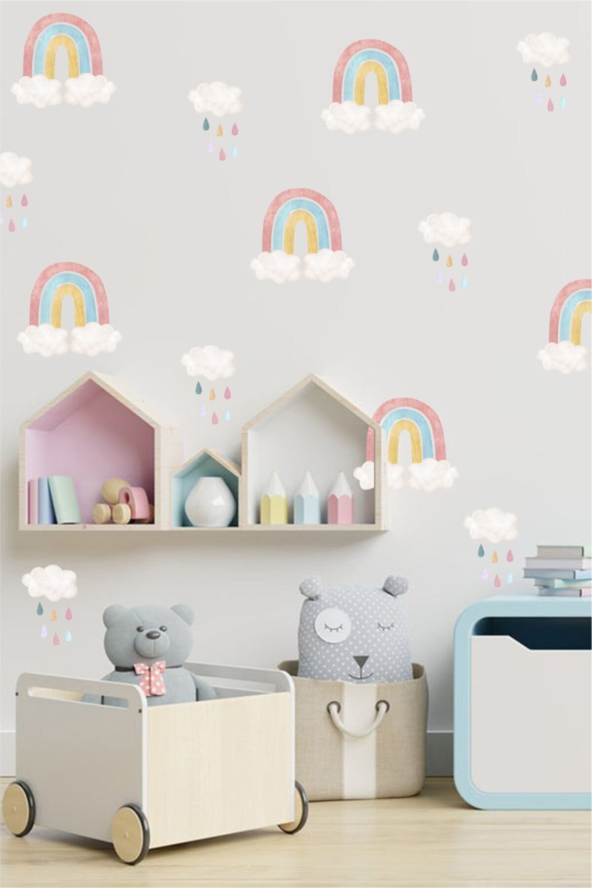 Modern Boho Gökkuşakları Çocuk Odası Duvar Sticker