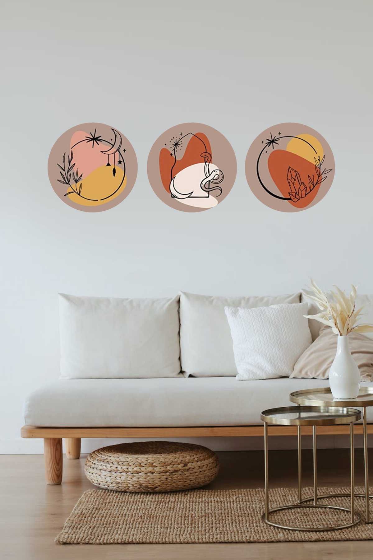 Bohem Dekoratif Yuvarlaklar Duvar Sticker Seti