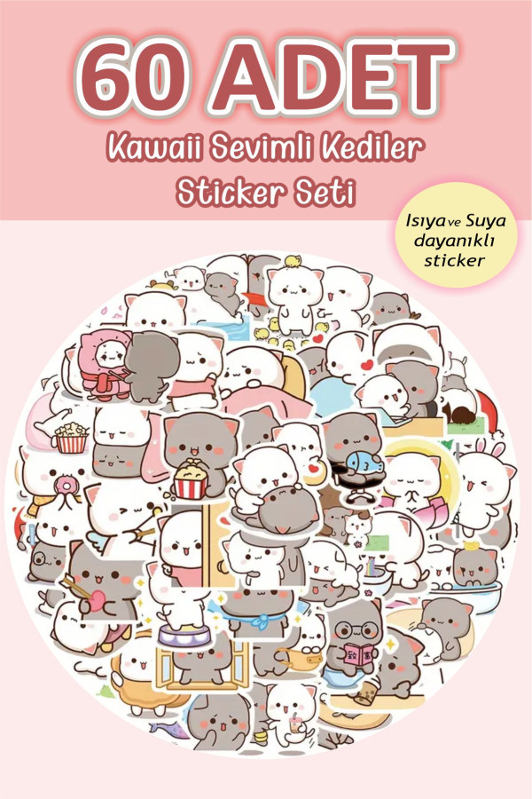 Kediler Anime Suya Dayanıklı Sticker Seti 60 Adet - Planlayıcı Laptop Telefon Defter Etiketi Kediler Anime Suya Dayanıklı Sticker Seti 60 Adet - Planlayıcı Laptop Telefon Defter Etiketi