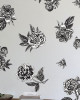 Siyah Vintage Çiçekler Duvar Stickerı