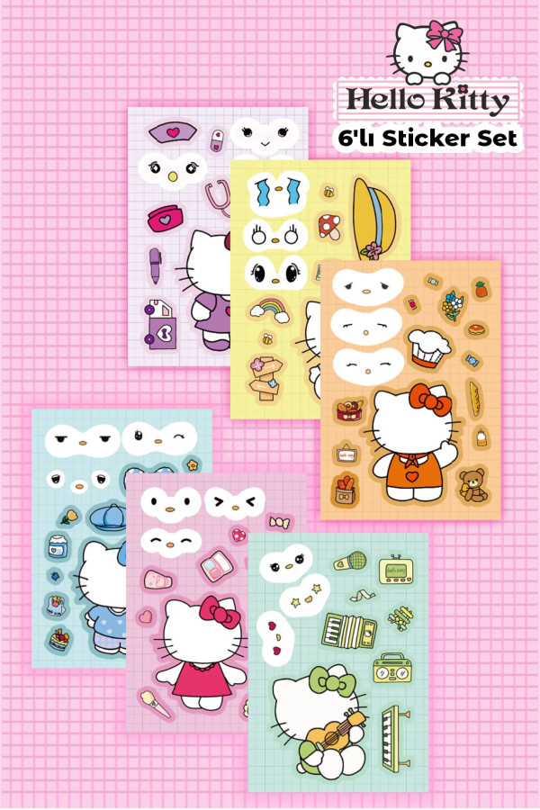 Hello Kity Kawaii Çocuklar için Yüz Yap Bulmaca Çıkartmalar Anime Çıkartmaları