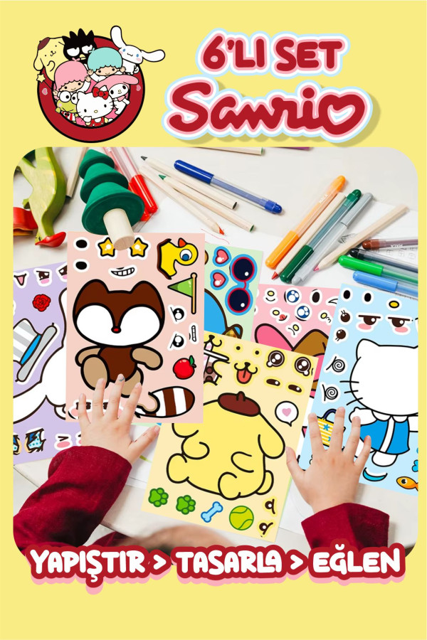 Sanrio Kawaii Çocuklar için Yüz Yap Bulmaca Çıkartmalar Anime Çıkartmaları Set002