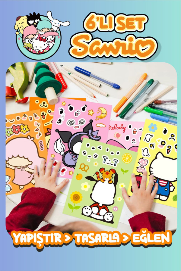 Sanrio Kawaii Çocuklar için Yüz Yap Bulmaca Çıkartmalar Anime Çıkartmaları Set001 Sanrio Kawaii Çocuklar için Yüz Yap Bulmaca Çıkartmalar Anime Çıkartmaları Set001