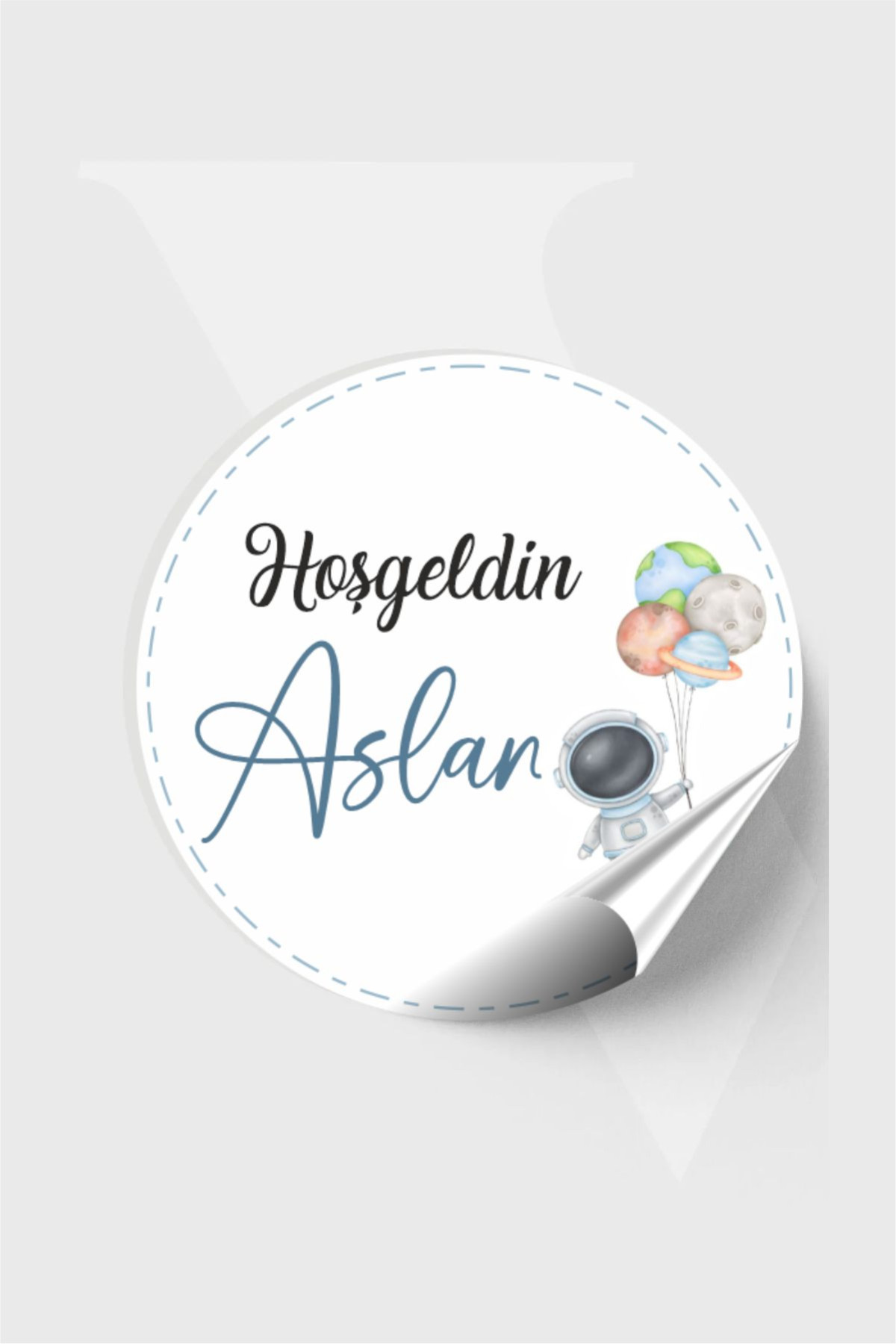 Astronot Bebek Etiketi, Baby Shower, Doğum günü, Hoşgeldin Etiketi 4x4 cm 96 Adet