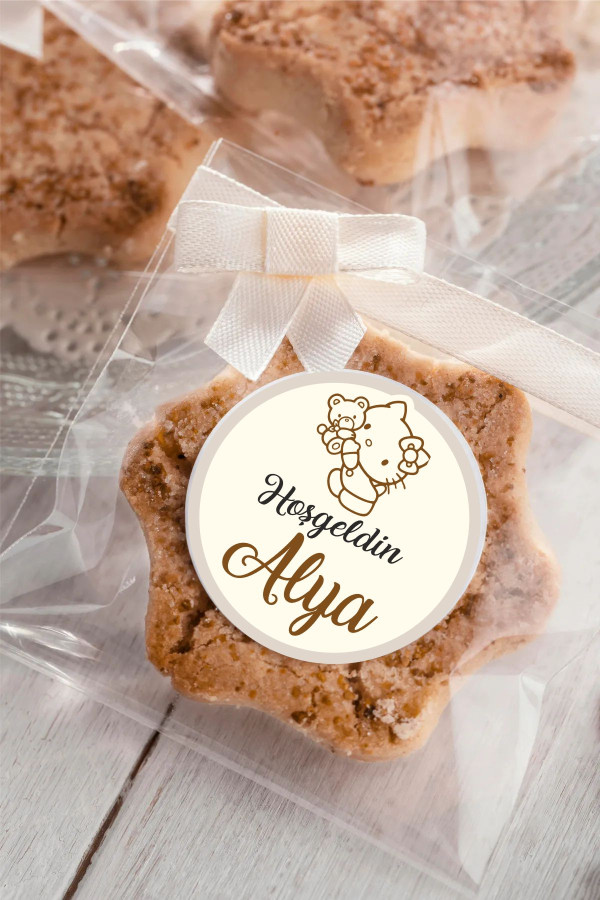 Hello Kity Bebek Etiketi, Baby Shower, Doğum günü, Hoşgeldin Etiketi 4x4 cm 96 Adet