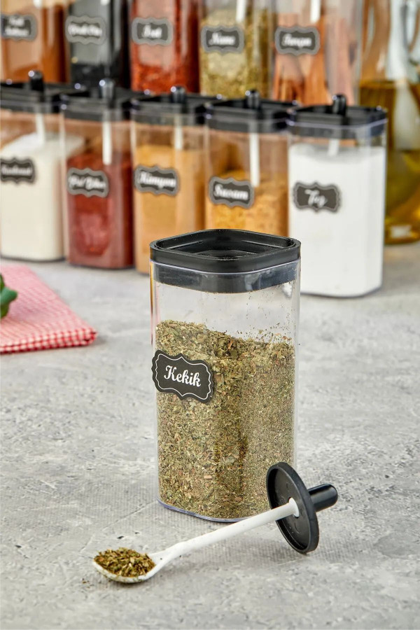 Siyah 55 Adet Kavanoz Sticker, Baharatlık Etiketi