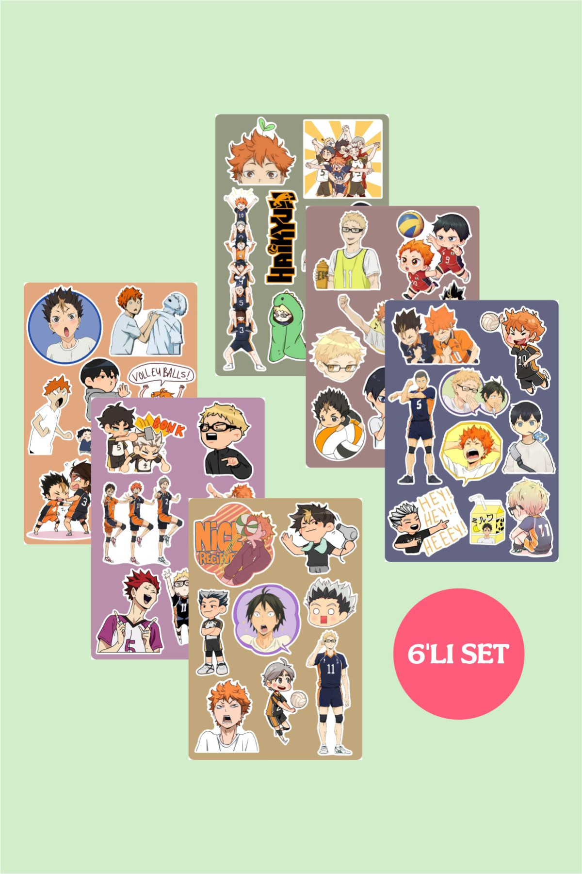 Haikyuu 6lı Sticker Seti - 10x15 cm 6 adet