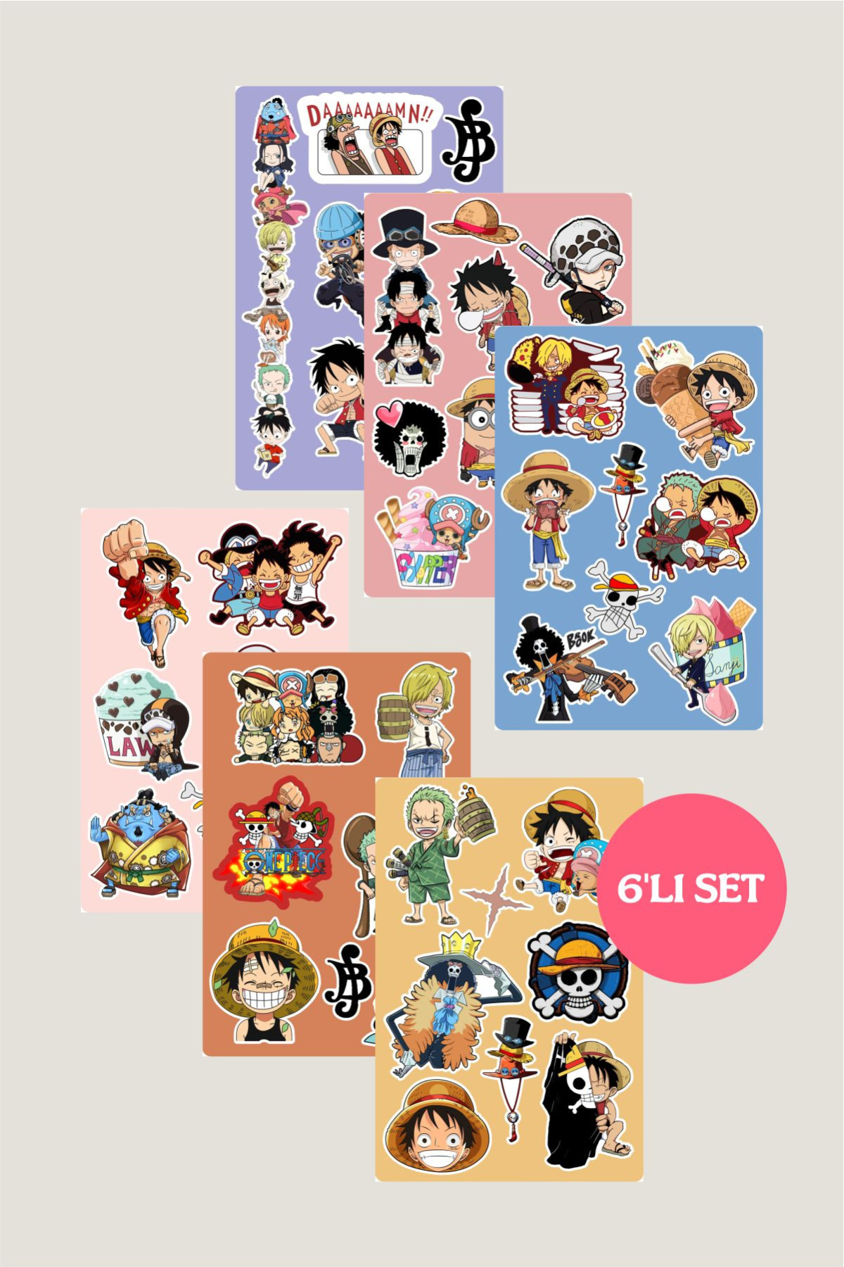 One Piece 6lı Sticker Seti - 10x15 cm 6 adet