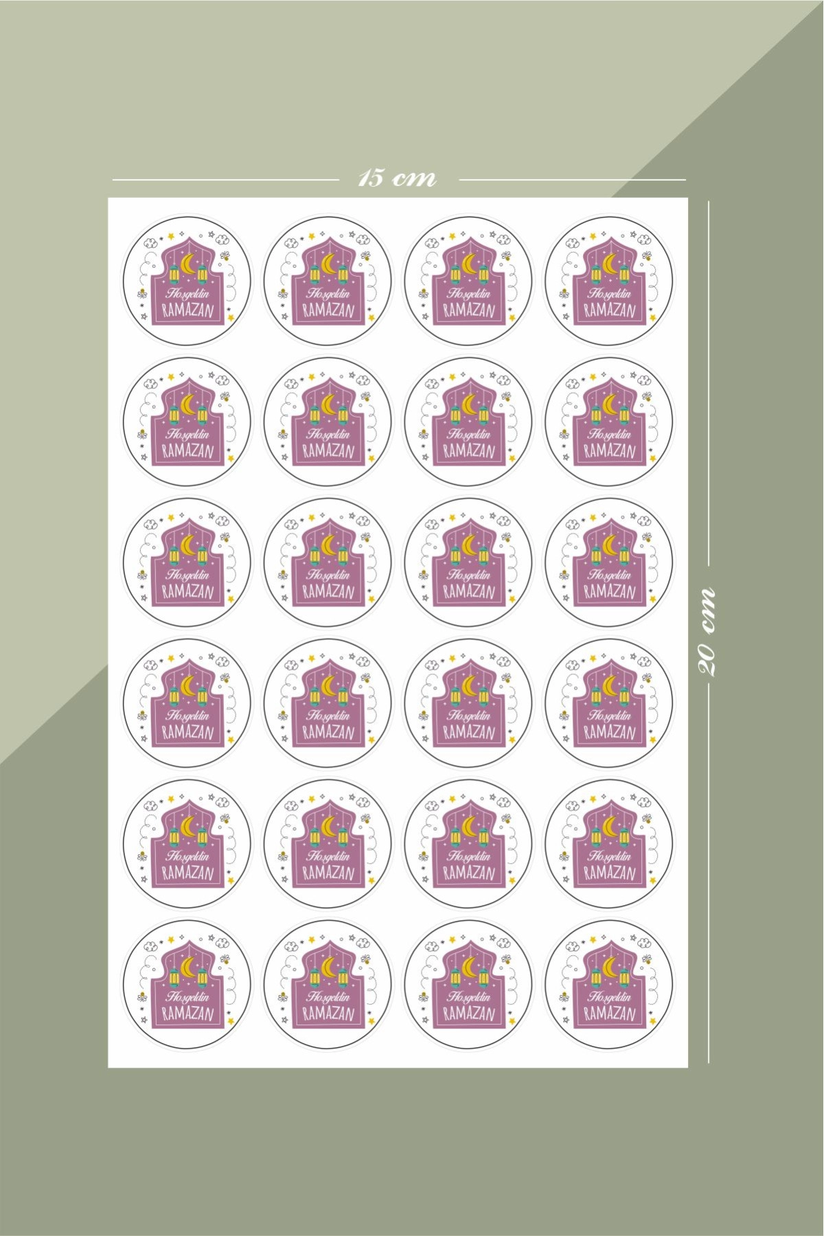 Hoşgeldin Ramazan Sticker, Mor Sticker, Süsleme, Hediye, Paketleme Sticker - A5