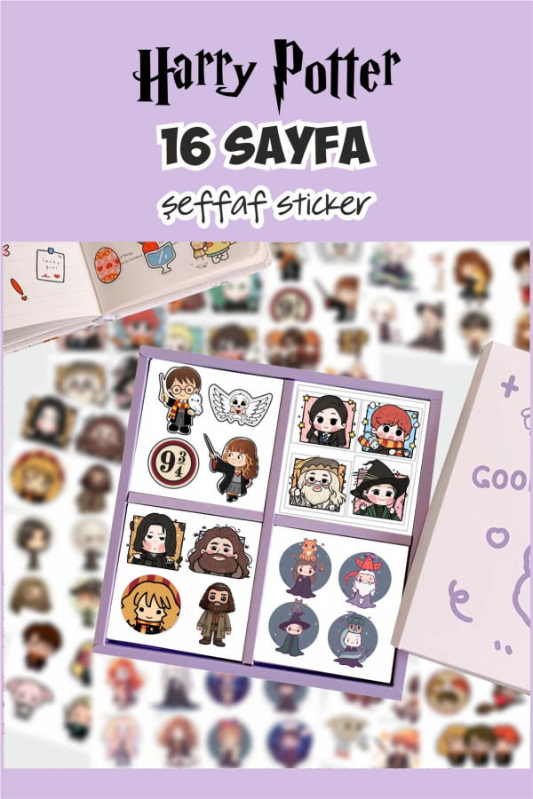 Harry Potter Şeffaf Sticker - 16 Sayfa Etiket Harry Şeffaf Etiket