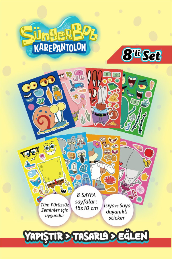 SüngerBob Yüz Yap Bulmaca Çıkartmalar Çocuklar için Squidward - Patrick Çıkartmaları SüngerBob Yüz Yap Bulmaca Çıkartmalar Çocuklar için Squidward - Patrick Çıkartmaları