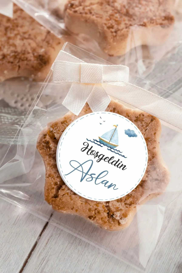 Denizci Bebek Etiketi, Baby Shower, Doğum günü, Hoşgeldin Etiketi 4x4 cm 96 Adet