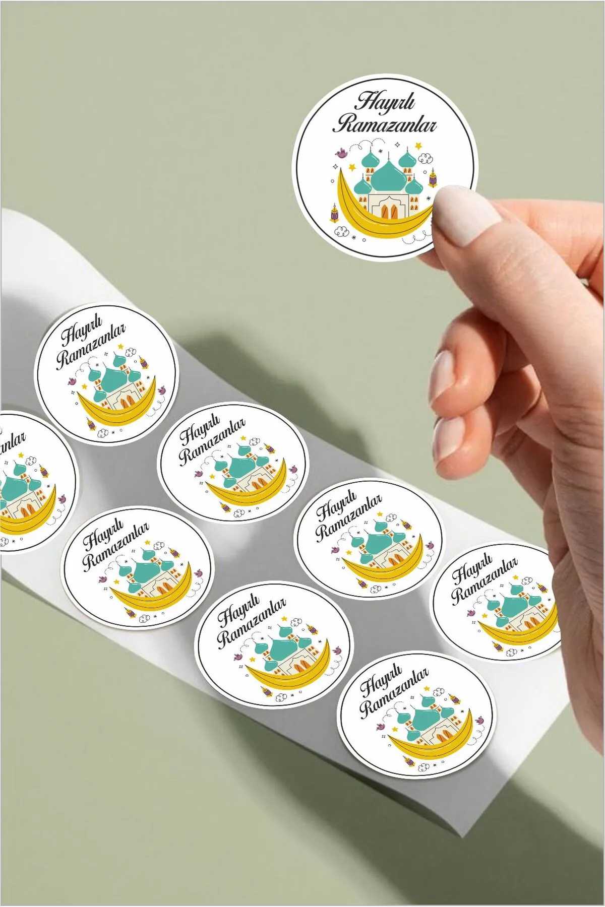 Hayırlı Ramazanlar Cami Etiket, Ramazan Süsleme, Hediye, Paketleme Sticker - A5