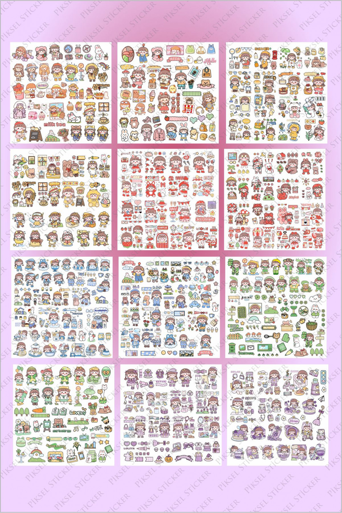 900 Adet Anime Tüm Renkler Çıkartma Sticker Seti - Kalem, Laptop Defter Suluk Sticker