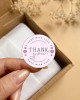 Thank you 4 cm, kalp desenli teşekkür etiketi, hediye etiketi
