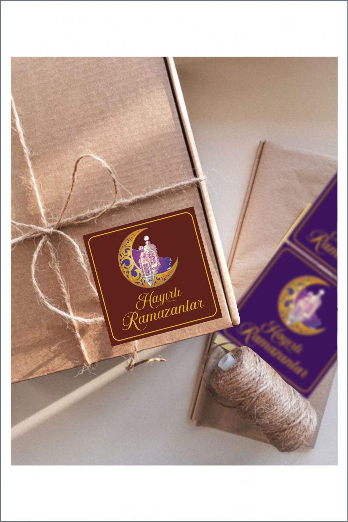 İsim Yazılabilir Hayırlı Ramazanlar 50 Adet 5 cm Etiket, Ramazan Süsleme, Hediye, Paketleme Sticker