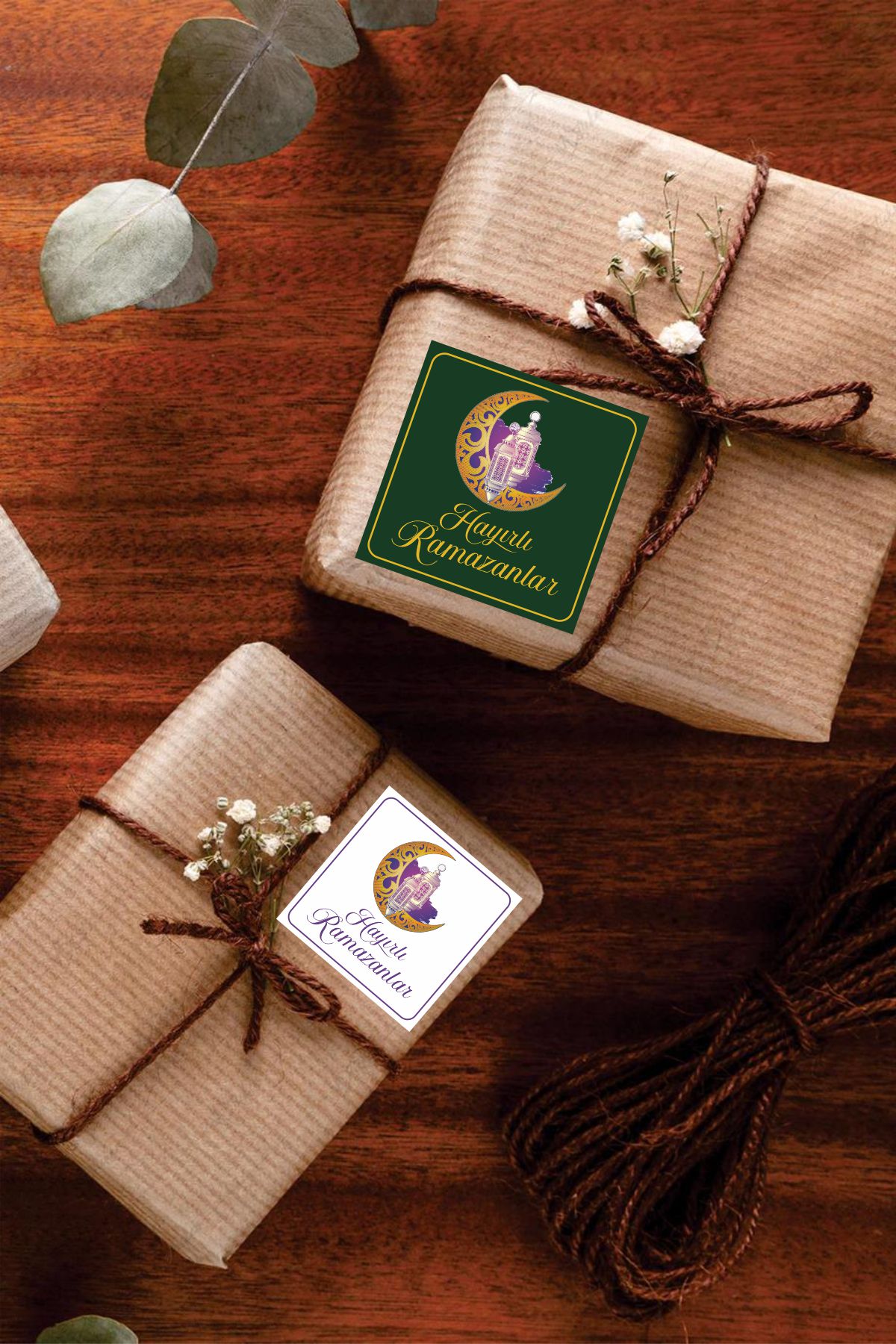 İsim Yazılabilir Hayırlı Ramazanlar 50 Adet 5 cm Etiket, Ramazan Süsleme, Hediye, Paketleme Sticker