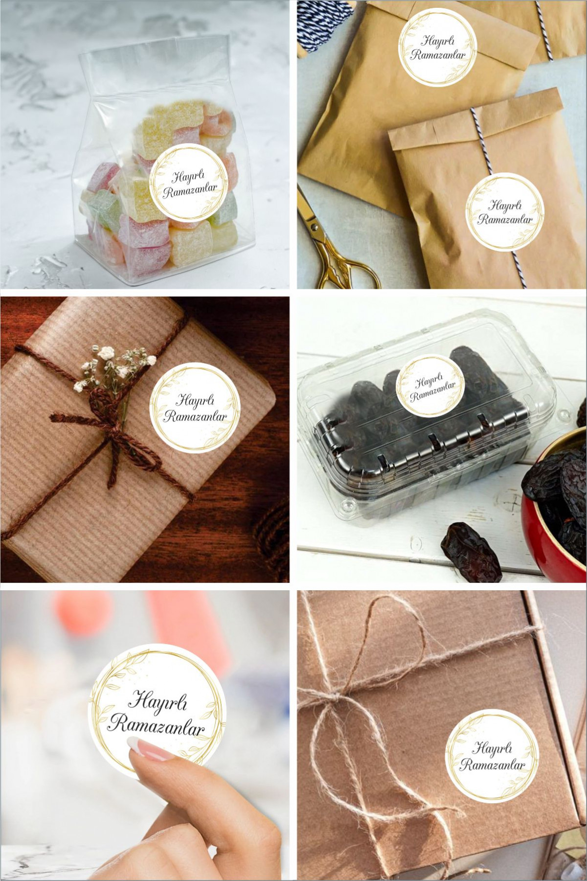 Hayırlı Ramazanlar 48 Adet 4 cm Etiket, Ramazan Süsleme, Hediye, Paketleme Sticker