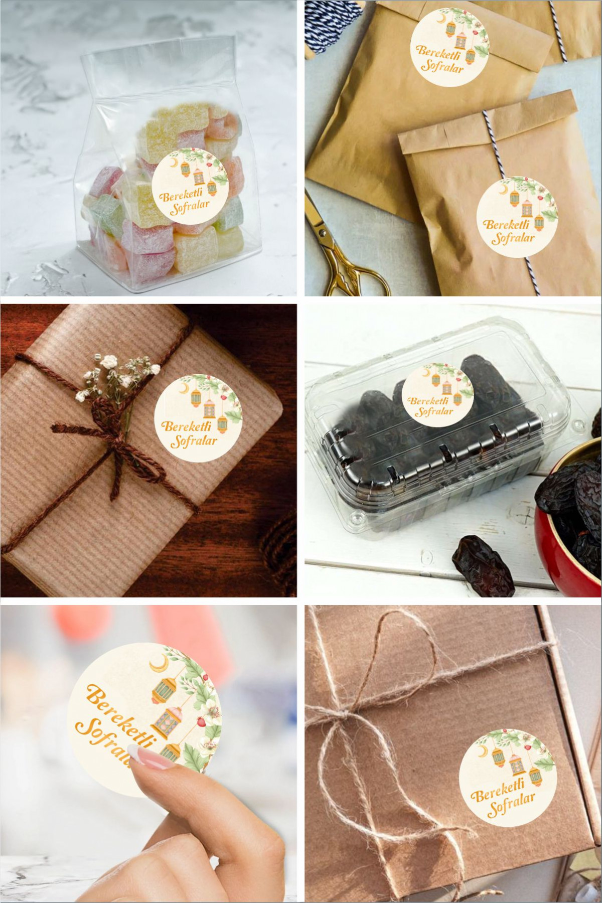 Kişiye Özel Bereketli Sofralar 48 Adet 4 cm Etiket, Ramazan Süsleme, Hediye, Paketleme Sticker, Ramazan Etiket