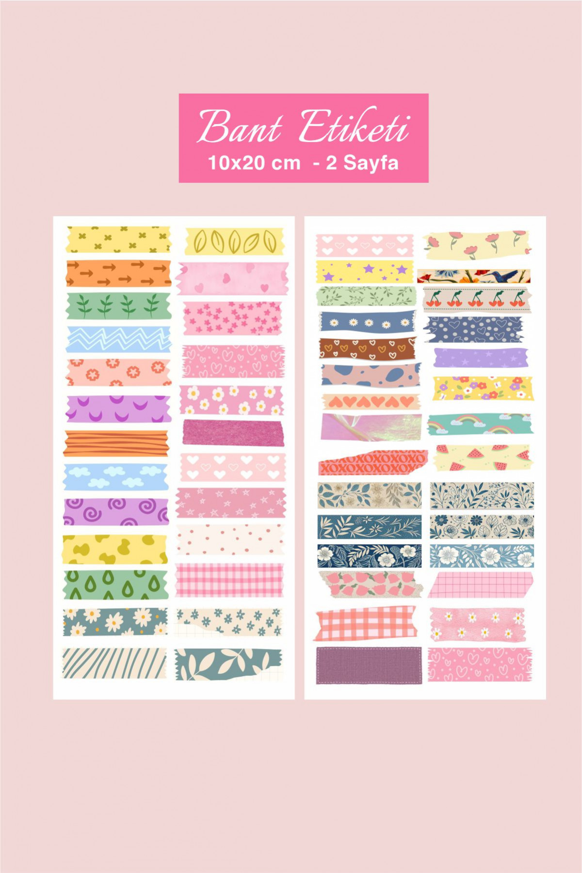 Renkli Bantlar 2'li Sticker Seti - Kalem, Laptop Defter Suluk Sticker