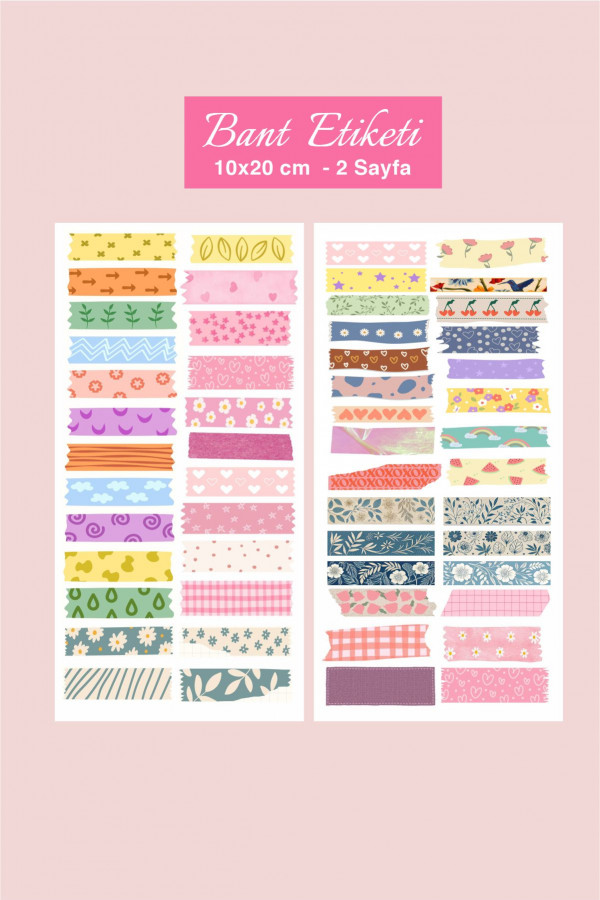 Renkli Bantlar 2'li Sticker Seti - Kalem, Laptop Defter Suluk Sticker