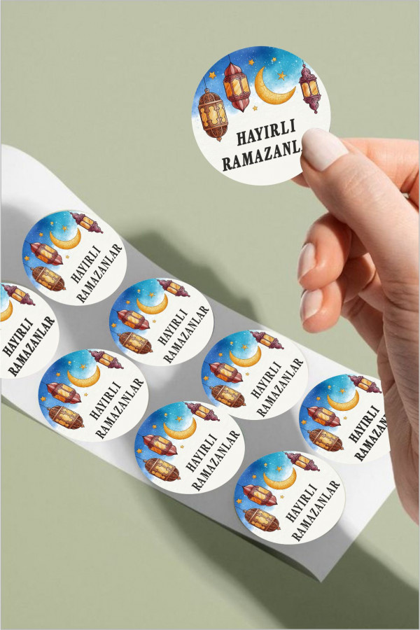  Renkli Hayırlı Ramazanlar Ramazan Süsleme, Hediye, Paketleme Sticker - A5