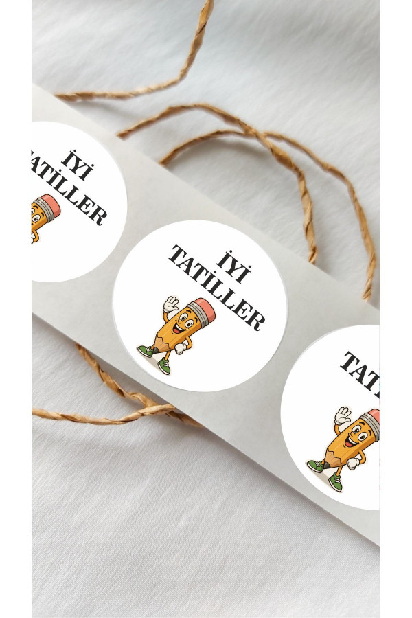 İyi Tatiller Kalem Temalı Sticker 24 Adet, Öğretmen Etiketi Okul Hediye