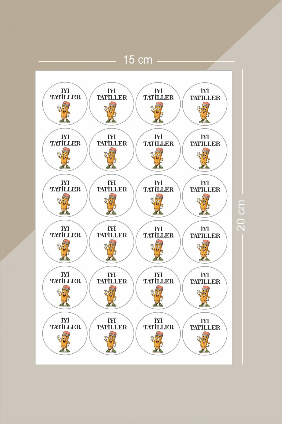 İyi Tatiller Kalem Temalı Sticker 24 Adet, Öğretmen Etiketi Okul Hediye