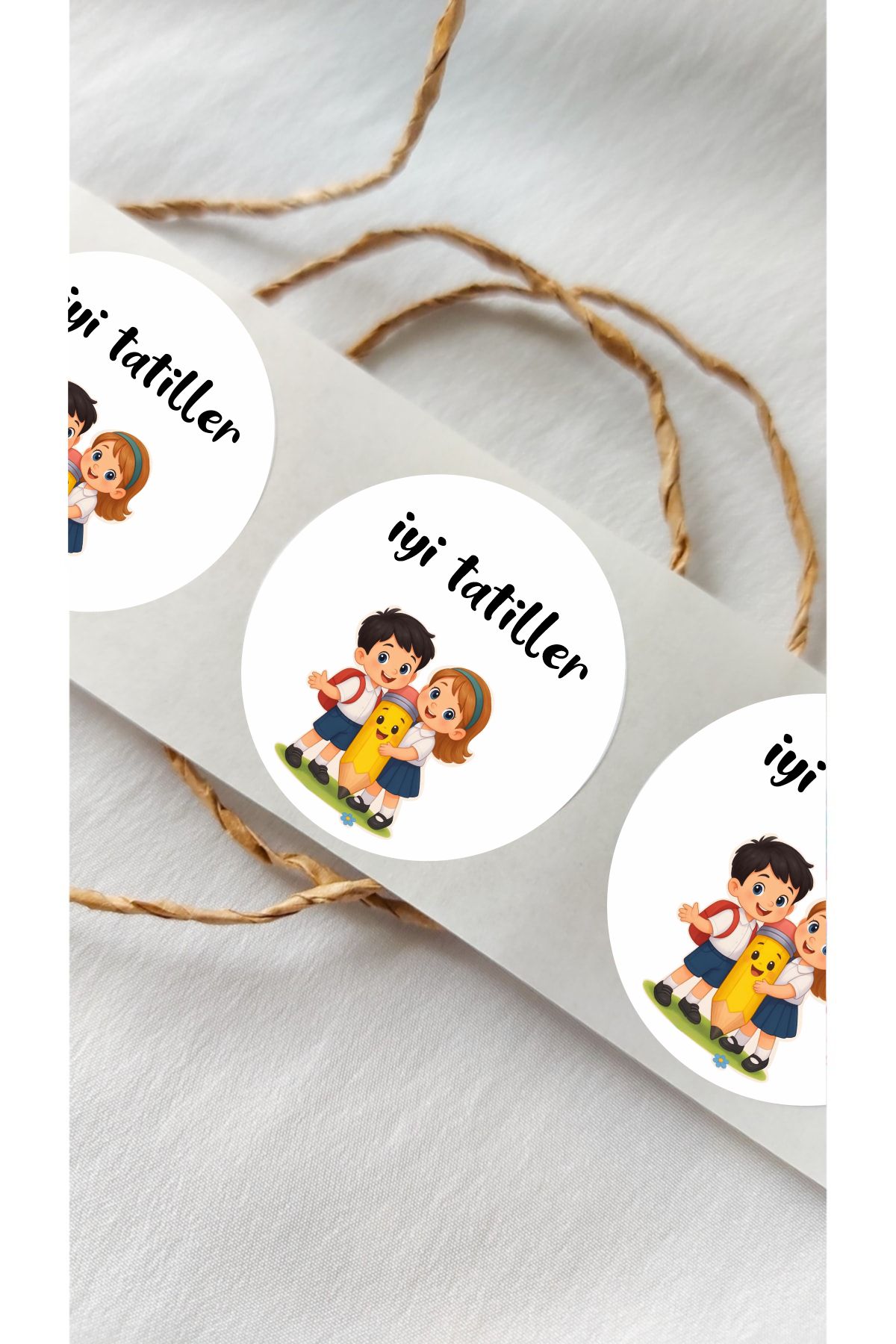 İyi Tatiller Çocuklar ve Kalem Temalı Sticker 24 Adet, Öğretmen Etiketi Okul Hediye