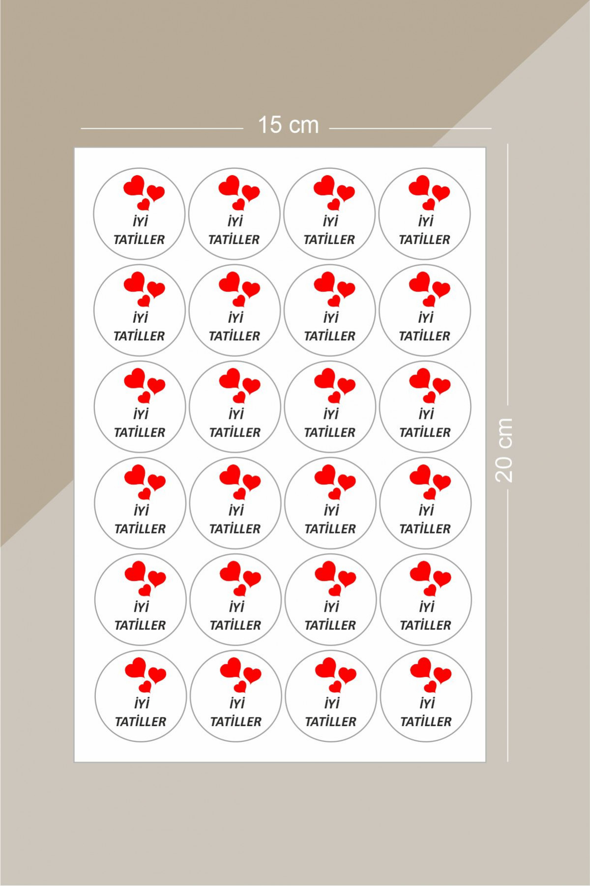 İyi Tatiller Kalp Temalı Sticker 24 Adet, Öğretmen Etiketi Okul Hediye