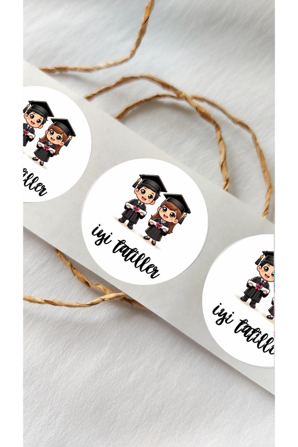  İyi Tatiller Mezun Çocuk Temalı Sticker 24 Adet, Öğretmen Etiketi Okul Hediye