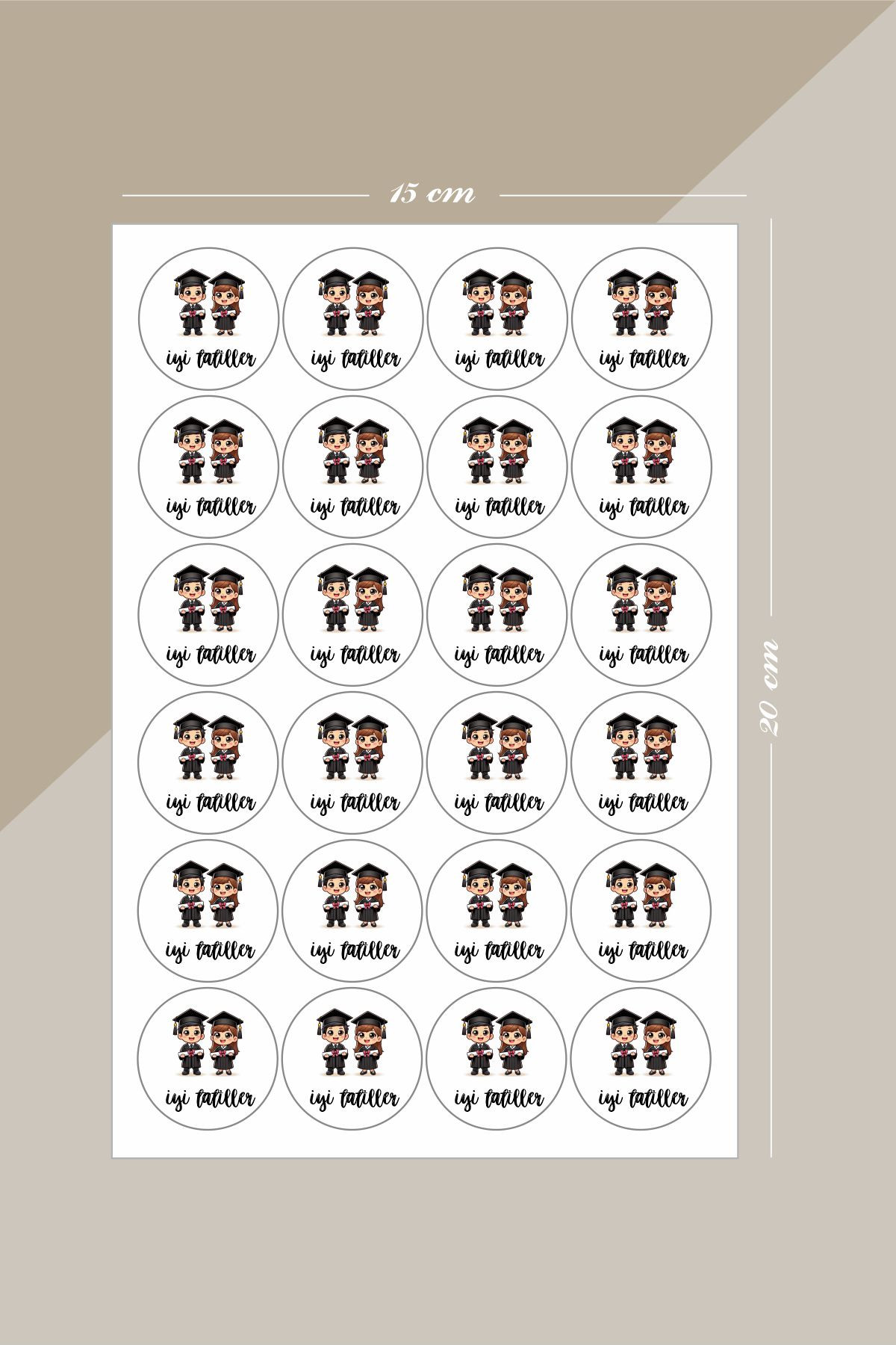 İyi Tatiller Mezun Çocuk Temalı Sticker 24 Adet, Öğretmen Etiketi Okul Hediye